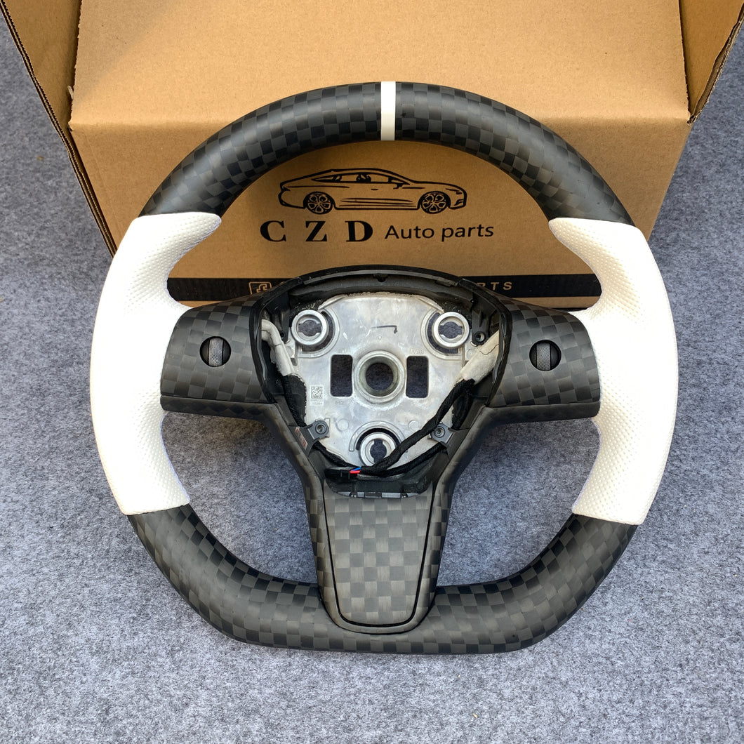 CZD Tesla Model 3 2017/2018/2019/2020 carbon fiber steering wheel with matte