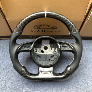 CZD Autoparts For 2008/2009/2010/2011/2012/2013/2014/2015 Audi B8 A4/A5/S4/S5/RS5/SQ5/Q5 carbon fiber steering wheel gloss carbon fiber top&bottom