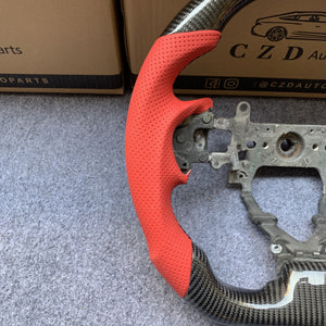 CZD Autoparts For Honda FK2 carbon fiber steering wheel red perforated leather sides