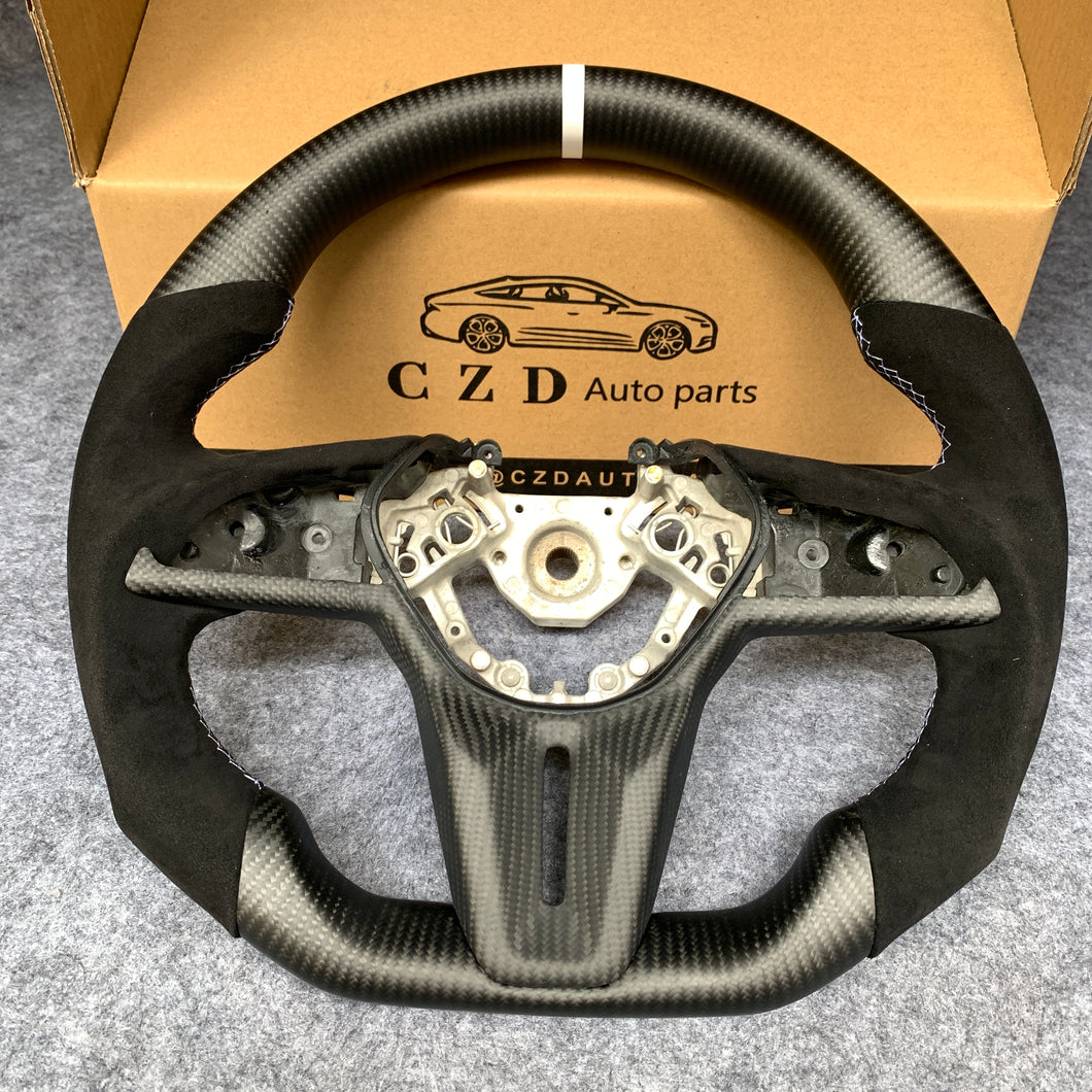 CZD auto parts for Nissan GTR R50 2017-2022 carbon fiber steering wheel with white stripe line