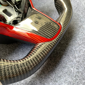 Tesla Model 3 2017/2018/2019/2020 carbon fiber steering wheel from CZD with red trim