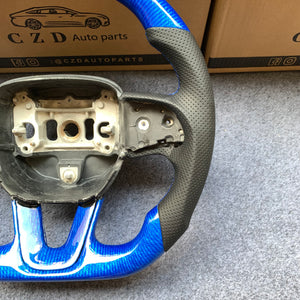 CZD Autoparts for Dodge (SRT) Challenger 2015-2021 carbon carbon fiber steering wheel blue wire carbon fiber top and bottom