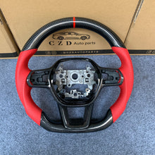 Load image into Gallery viewer, CZD Autoparts For Honda 11th gen Civic XI carbon fiber steering wheel red perforated leather sides