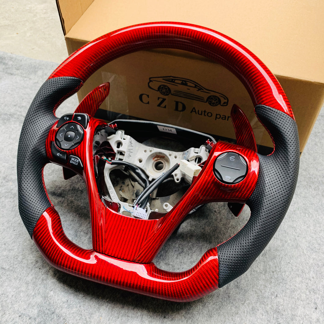 CZD autoparts for Toyota 7th gen Camry/Avensis/Avalon/Harrier/Harrier 60 series 2013-2020 carbon fiber steering wheel with gloss red carbon fiber