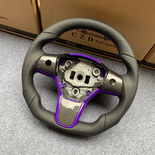Load image into Gallery viewer, Tesla Model 3 2017/2018/2019/2020 carbon fiber steering wheel from CZD all leather