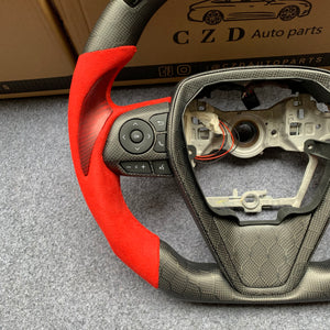 CZD Autoparts for Toyota Avalon 2019-2022 carbon fiber steering wheel red alcantara with red stitching