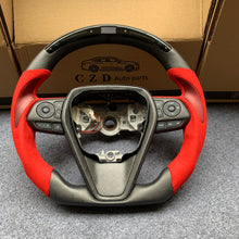 Load image into Gallery viewer, CZD For 8th Gen 2018/2019/2020/2021 Toyota Camry/SE/XSE/TRD carbon fiber steering wheel with red alcantara sides