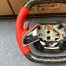 Load image into Gallery viewer, CZD Chevrolet Corvette C8 2020 carbon fiber steering wheel with red perforated