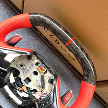 Load image into Gallery viewer, CZD Chevrolet Corvette C8 2020 carbon fiber steering wheel with red perforated