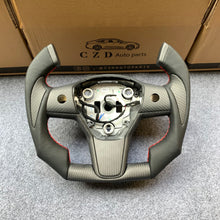 Load image into Gallery viewer, CZD Tesla Model 3 2017/2018/2019/2020 carbon fiber steering wheel with red stitching