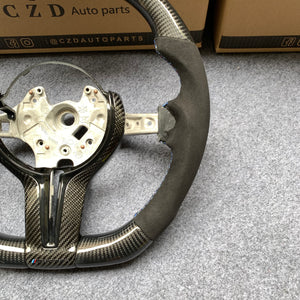 CZD Autoparts For BMW X5M X4 carbon fiber steering wheel black alcantara sides