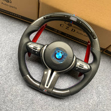 Load image into Gallery viewer, CZD Autoparts for BMW M1 M2 M3 M4 F80 F82 F83 carbon fiber steering wheel with extended red paddles shifters