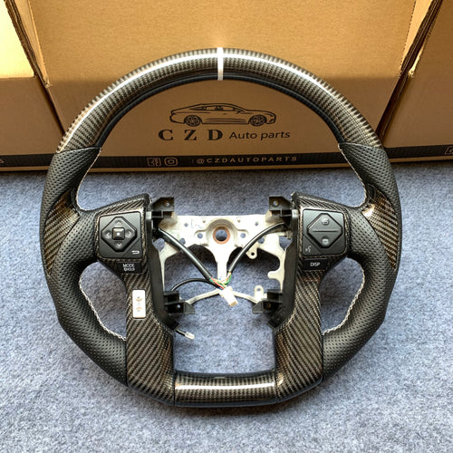 CZD For Toyota Tundra 2014/2015/2016/2017 carbon fiber steering wheel with white stripe