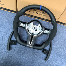 Load image into Gallery viewer, CZD Autoparts for BMW M1 M2 M3 M4 F80 F82 F83 carbon fiber steering wheel with black paddles shifters