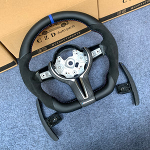 CZD Autoparts for BMW M1 M2 M3 M4 F80 F82 F83 carbon fiber steering wheel with black paddles shifters