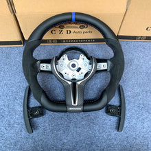 Load image into Gallery viewer, CZD Autoparts for BMW M1 M2 M3 M4 F80 F82 F83 carbon fiber steering wheel with black paddles shifters