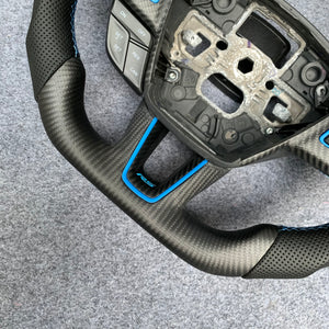 CZD auto parts for Ford EcoSport 2017-2021 carbon fiber steering wheel with blue carbon fiber