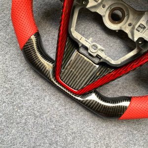 CZD Autoparts For Toyota 8th gen Camry se xse le xle 2018-2022 carbon fiber steering wheel inner trim in gloss red carbon fiber