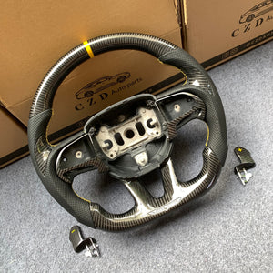 CZD Autoparts for Dodge (SRT) Challenger 2015-2021 carbon carbon fiber steering wheel gloss black carbon fiber thumb grips