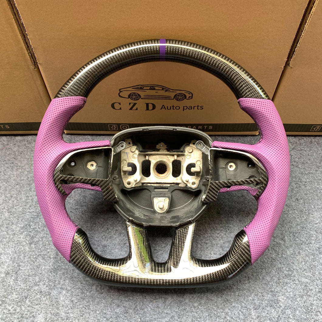 CZD auto parts For Dodge (SRT) Challenger 2015-2021 carbon fiber steering wheel with purple stripe