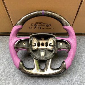 CZD Autoparts For Dodge SRT Challenger 2015-2021 carbon fiber steering wheel purple perforated leather sides