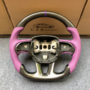 CZD Autoparts for  Dodge Durango 2018-2021 carbon fiber steering wheel with purple stripe line at top