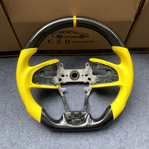 CZD auto parts for Honda MK10 2016-2021 carbon fiber steering wheel with yellow perforated leather