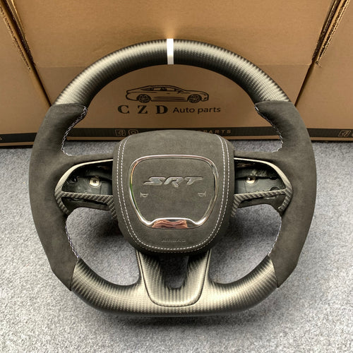 CZD Autoparts for  Dodge (SRT) Challenger 2015-2021 carbon fiber steering wheel matte black carbon fiber top and bottom