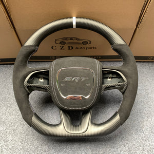 CZD Autoparts For Dodge Charger 2015-2021 carbon fiber steering wheel with black alcantara
