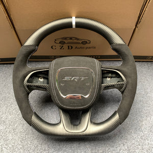 CZD Autoparts for  Dodge Charger 2015-2021 carbon fiber steering wheel with black alcantara airbag cover