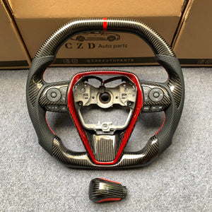 CZD auto parts for Toyota Avalon 2019-2022 carbon fiber steering wheel with cut top cut bottom shape