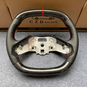 CZD auto parts For Chevrolet Corvette C8 2020+ carbon fiber steering wheel with red stripe