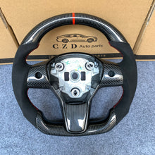 Load image into Gallery viewer, CZD Tesla Model 3 2017/2018/2019/2020 carbon fiber steering wheel with alcantara