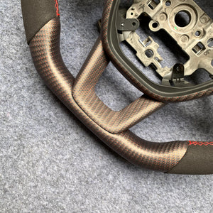 CZD Autoparts For Honda Civic 2021-2022 carbon fiber steering wheel matte red wire carbon fiber thumbgrips