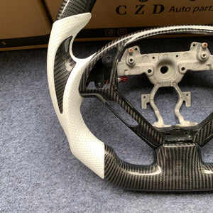 CZD auto parts for Infiniti EX35/ EX37/ G25/ G35/ G37/ G37X/ Q40/ Q60/ QX50 2007-2018 carbon fiber steering wheel with white perforated leather