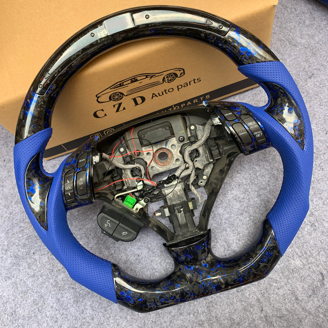 CZD auto parts For Honda Acura TSX 2004-2008 carbon fiber steering wheel with blue perforated leather