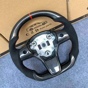 CZD Tesla Model 3 2017/2018/2019/2020 carbon fiber steering wheel with alcantara