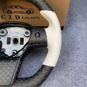 CZD Tesla Model 3 2017/2018/2019/2020 carbon fiber steering wheel with matte