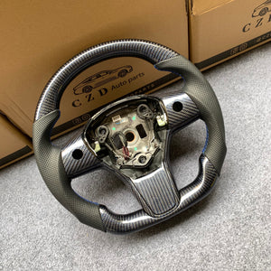 CZD Tesla Model 3 2017/2018/2019/2020 carbon fiber steering wheel with blue wire