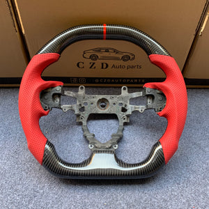 CZD Autoparts For Honda FK2 carbon fiber steering wheel red perforated leather sides
