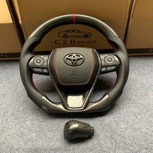 CZD auto parts for Toyota 8th gen Camry se xse le xle 2018-2022 carbon fiber steering wheel with black carbon fiber