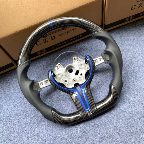 CZD Autoparts for BMW M1 M2 M3 M4 F80 F82 F83 carbon fiber steering wheel 3MM blue strip