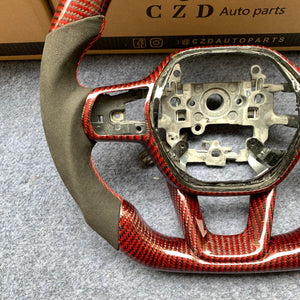 CZD Autoparts For Honda 11th gen Civic carbon fiber steering wheel gloss red carbon fiber trim