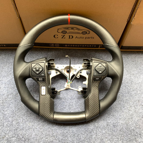 CZD Autoparts for Toyota 4 ruuner SR SR5/ Land Cruiser Prado/ Land Cruiser/ Tacoma/ Tundra/ Sequoia 2009-2020 carbon fiber steering wheel with red strip line