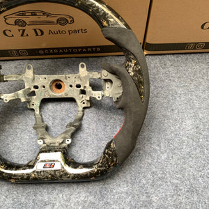 CZD Autoparts For Honda FK2 carbon fiber steering wheel forged carbon fiber with golden flakes thumbgrips