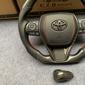 CZD Autoparts for Toyota Avalon 2019-2022 carbon fiber steering wheel gloss black carbon fiber top and bottom