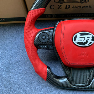 Toyota 8th gen Camry se xse le xle 2018-2022 carbon fiber steering wheel with red perfortaed leather from czd auto parts
