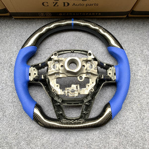 CZD Autoparts For Honda 11th gen Civic XI carbon fiber steering wheel blue perforated leather sides