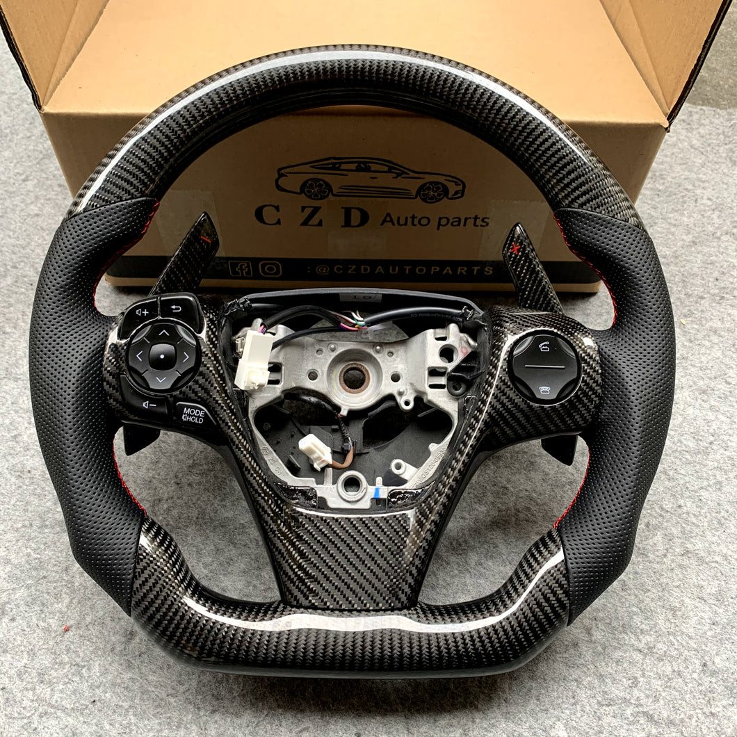 CZD autoparts for Toyota 7th gen Camry/Avensis/Avalon/Harrier/Harrier 60 series 2013-2020 carbon fiber steering wheel with gloss black carbon fiber