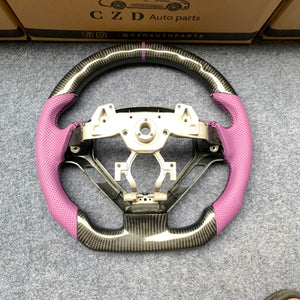 CZD autoparts for Infiniti EX35/ EX37/ G25/ G35/ G37/ G37X/ Q40/ Q60/ QX50 2007-2018 carbon fiber steering wheel with purple stripe line